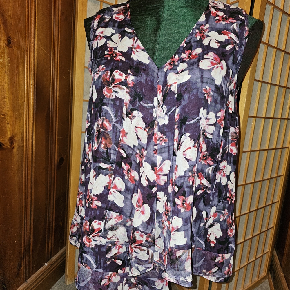 Simply Vera Vera Wang Multicolor Floral V-Neck Blouse